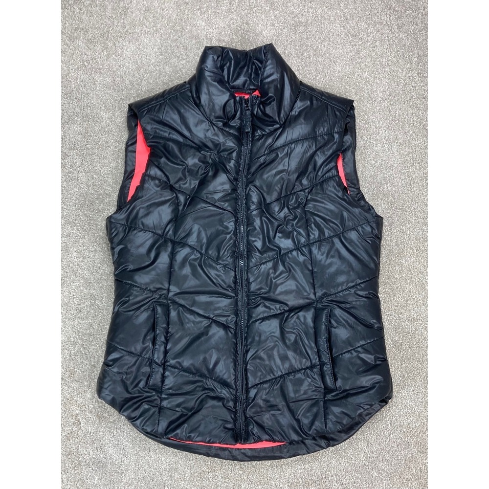 Aeropostale Quilted Full Zip Puffer Vest Womens M Black Outdoors Rugged Pockets
